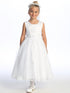 Girls White Embroidered Tulle Corset Sides Satin Communion Dress 6-12